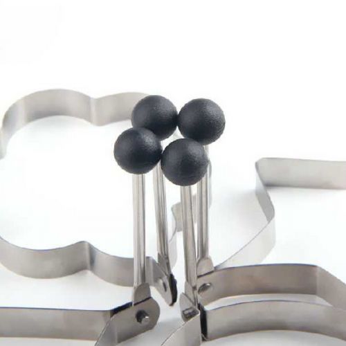 4-Style Set Heart Round Flower Pentagram Egg Ring  Steel Omelette Moulds Omelete