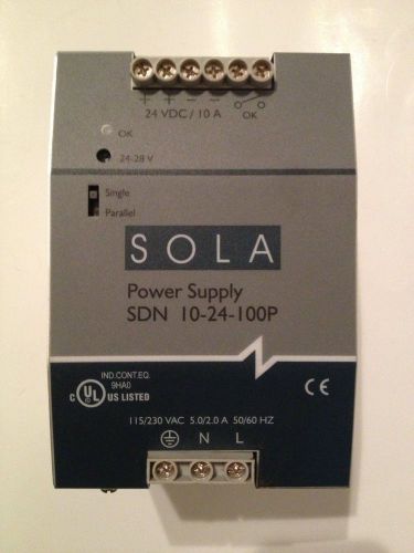 SOLA-HD Power Supply SDN 10-24-100P; 24VDC@10A; 115/230VAC In; Enclosed; DIN Rai