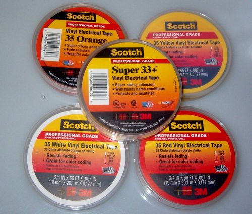 5 rolls of different color 3m scotch vinyl electrical tape for sale