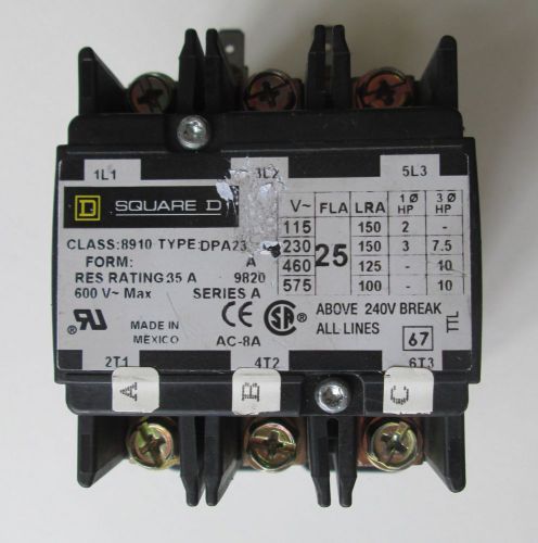 Definite Purpose Control Contactor  35 Amp Class 8910 Type DPA23