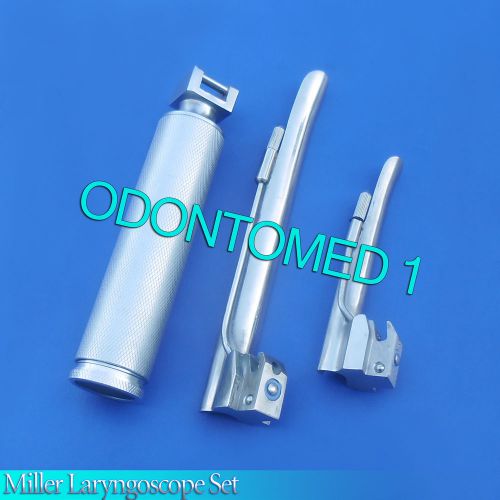 LARYNGOSCOPE MEDIUM HANDLE C + 2 MILLER BLADE #1 and #2 ENT ANESTHESIA SET