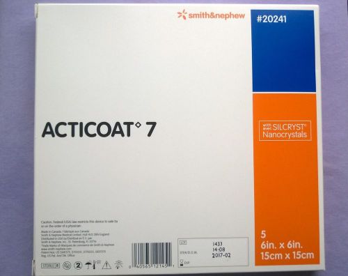 Smith &amp; Nephew Acticoat 7 Antimicrobial Drsg  20241 6 &#034;x 6&#034; box of 5 02/2017