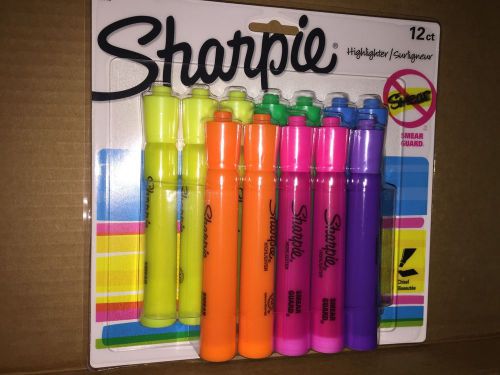 Sharpie Accent Tank Highlighter Chisel Tip Assorted Colors, Smear Guard, 12-PK