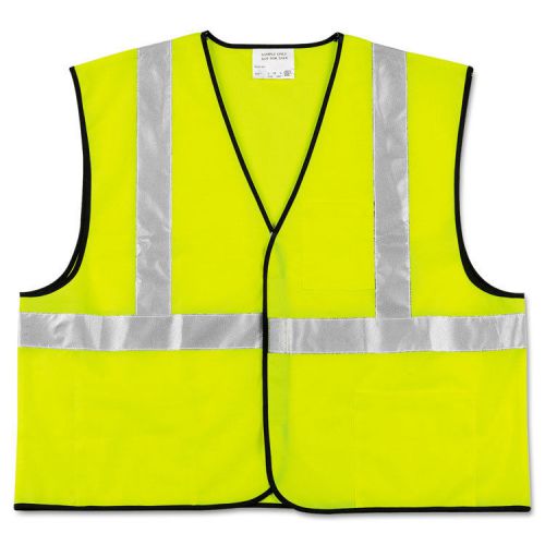 Class 2 Safety Vest, Fluorescent Lime w/Silver Stripe, Polyester, 2X