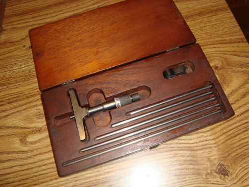 Lufkin depth micrometer set No. 513 with original wooden box NICE!