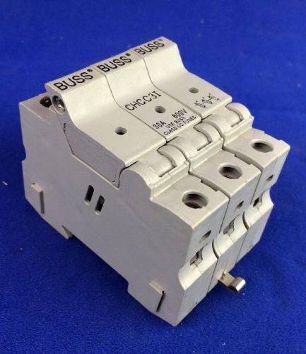 BUSS CHCC3I FUSEHOLDER 30A 600V 3-POLE WITH (3) LP-CC-20 FUSES 20A