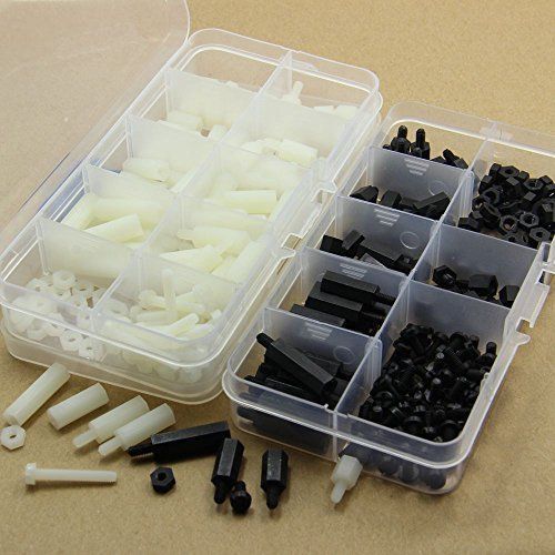 300Pcs M3 Nylon Hex Spacers Screw Nut Stand-off Plastic Accessories Assortment