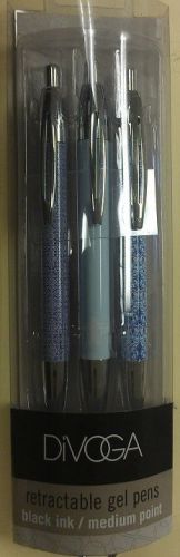 Divoga Retractable Gel Pens 3pk Blank Ink / Medium Point