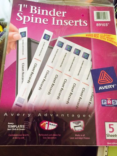 Avery 89103 Binder Spine Inserts,1&#034; Capacity, 40/PK, White