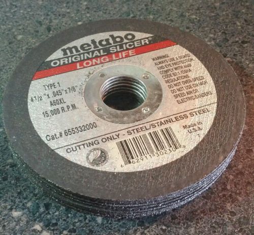 Metabo Slicer Cut Off Wheel 4 1/2 X .045&#034; X 7/8&#034; (6) A60XL 15k rpm