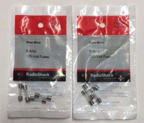 8x RadioShack 6-Amp 125V 5x20mm Slow-Blow Fuse Model: 270-0151