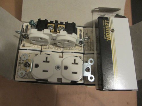 LOT OF 10 LEVITON SELF GROUNDING RECEPTACLES DUPLEX 5362-W WHITE 20A 125V NIB