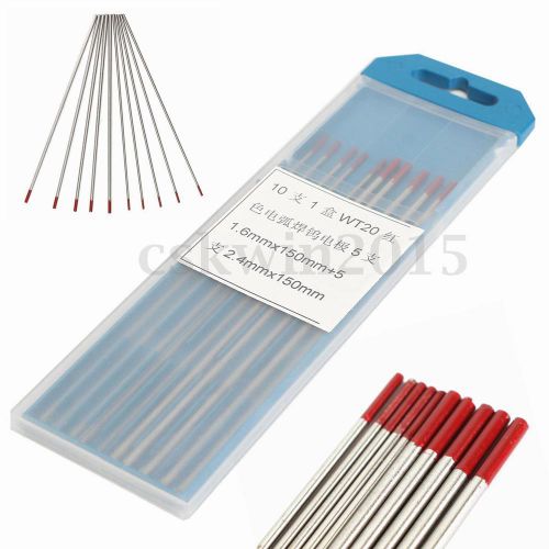 10pcs WT20 Tungsten 2% Lanthanated TIG Welding Electrodes Size 1/16&#034; &amp; 3/32&#034;