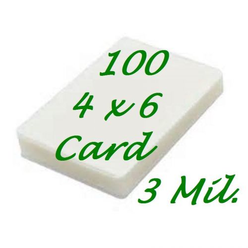 100- 4-1/4 x 6-1/4 Laminating Laminator Pouches Sheets Photo Index Card.. 3 Mil