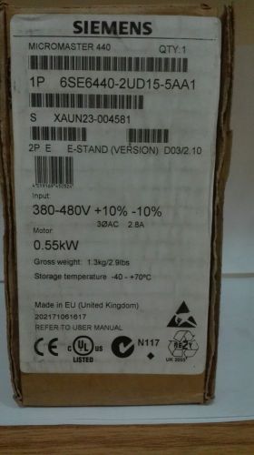 Siemens converter micromaster 440 6se6440-2ud15-5aa1 380-480v 0.55kw for sale