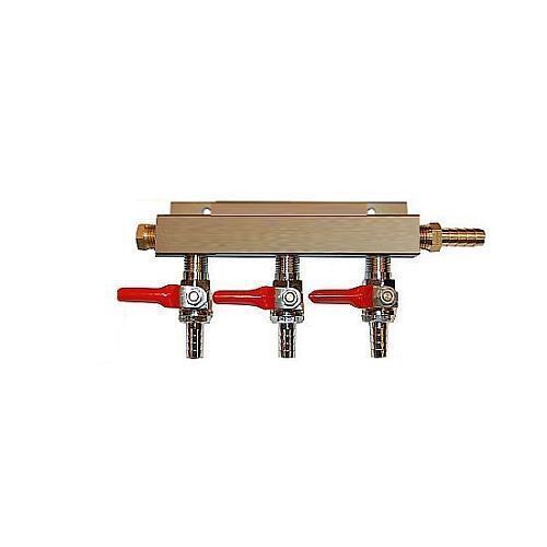 3 Way CO2 Distribution Block Manifold (Splitter) with 1/4&#034; Barbs - Kegerator