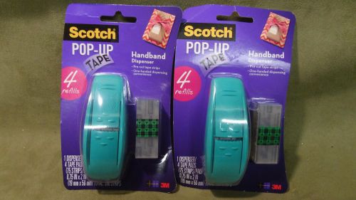 Lot of 2 SCOTCH POP-UP TAPE HANDBAND DISPENSER 4 Pads Each New TEAL