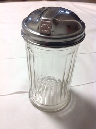 ZISCO 12-OZ SUGAR JAR/FLAP TOP/GLASS /CHROME