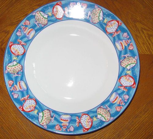 Churchill China Blue Sea &#039;n&#039; Sand 11-3/4&#034; Rimmed Pasta/Vegetable Server