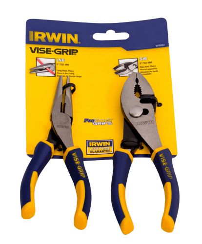 1 PCK, Irwin #1919883 Vise-Grip 6&#034; Long Nose Pliers &amp; 6&#034; Slip Joint Pliers Set