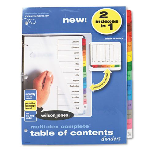 Multi-Dex Index, Assorted Color 12 Month Tabs, Letter, 12/Set