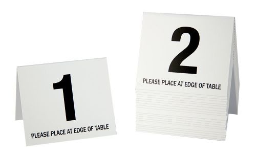Plastic Table Numbers 1-20, Tent Style, White w/Black number, Free shipping