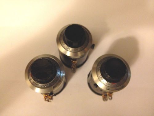 3 Vintage Beckman Instruments Helipot Potentiometers - Model A R100 L.25 w/Dials