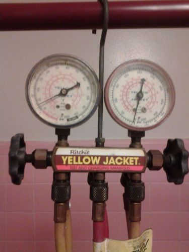 Ritchie yellow jacket test &amp; charging manifold gauge with hoses for sale