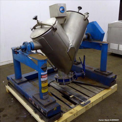 Used- Patterson-Kelley Twin Shell Cross Flow Blender, 5 Cubic Feet Capacity, 304