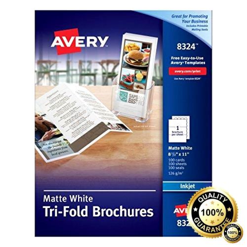 Avery Tri-Fold Brochures for Inkjet Printers, 8.5 x 11 inches, White, Matte, Box