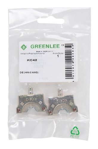 GREENLEE KC4-2 DIE SET,#2 CU AWG