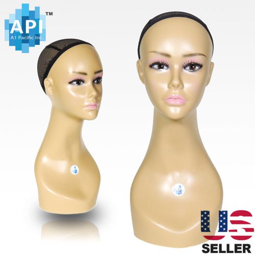 Realistic Plastic Female MANNEQUIN head lifesize display wig hat 18&#034; B2