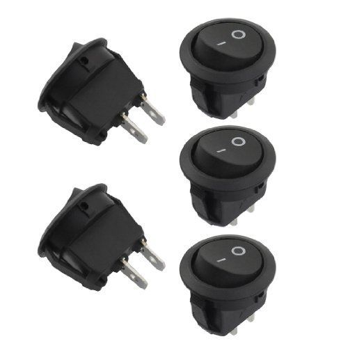 Amico 5 Pcs SPST Black Button On/Off Round Rocker Switch AC 6A/250V 10A/125V