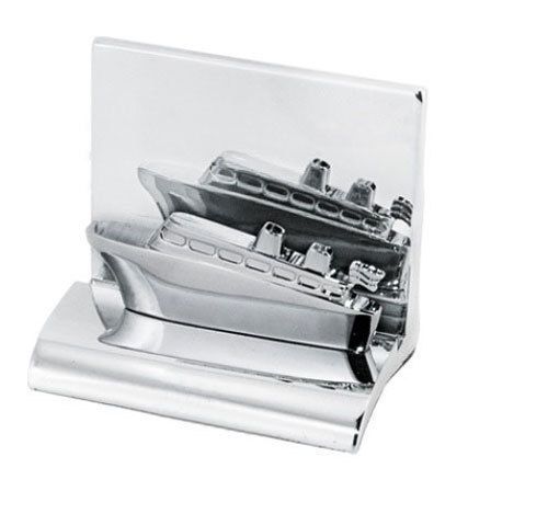 Office Desk Chrome Metal Business Card Display Holder Cruise Ship