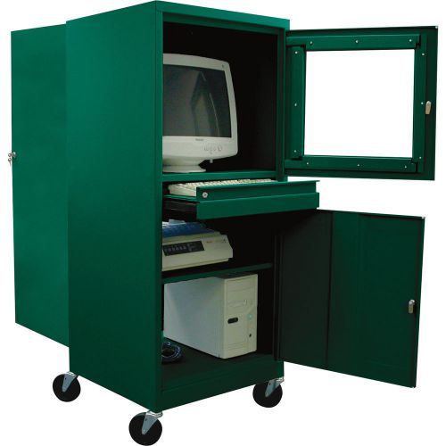 Sandusky Lee Steel Mobile Computer Security Workstation For CRT Monitor Dk Grn