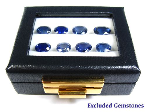 TOP GLASS CARRY TRAVEL DISPLAY BOX SHOW CASE GEMSTONE COLOR GEM 7.5x6 cm. 2 Rows