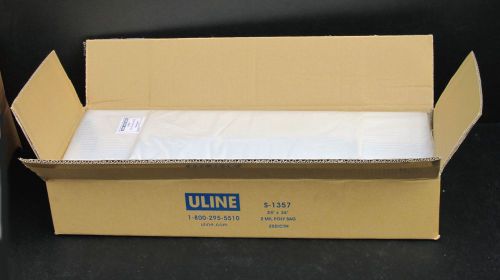 250 24x36&#034; 2 mil clear flat open top poly bag uline s-1357 new for sale