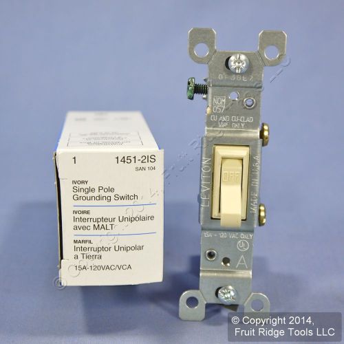 New Leviton Ivory Framed Toggle Wall Light Switch Single Pole 15A 120V 1451-2I