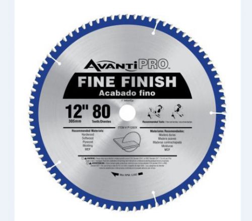 Avanti Pro 12 in. x 80-Tooth Fine Finish Saw Blade New Circular P1280X Carbide