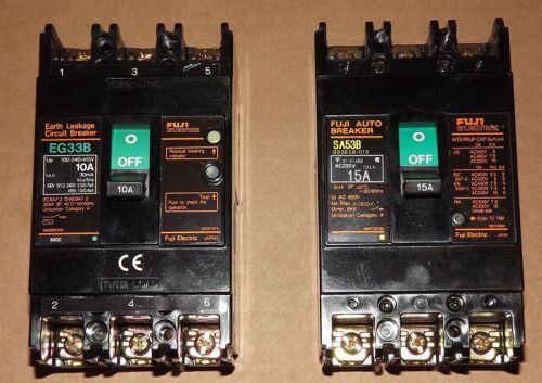 Lot 2 Fuji 10A/15A Auto Circuit Breaker 3P 220V EG33B / SA53B / Warranty