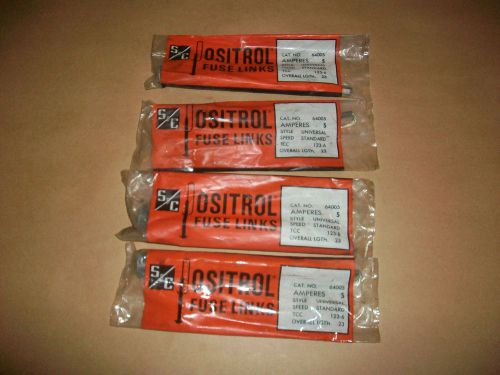 4pc S &amp; C Positrol Fuse Links  64005  5 amp  NEW IN BAG