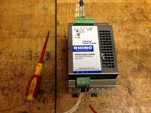 Automation direct rhino psm24-360s industrial power supply 24vdc 15a for sale