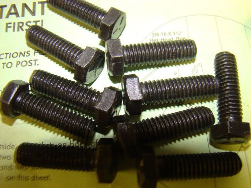 FREE SHIP (Qty 10) 3/8-16 x 1 1/4&#034; BLK Hex Bolt Zinc Plated Grade 5 Cap Screw