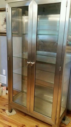 VINTAGE STAINLESS STEEL MEDICAL / DISPLAY CABINET