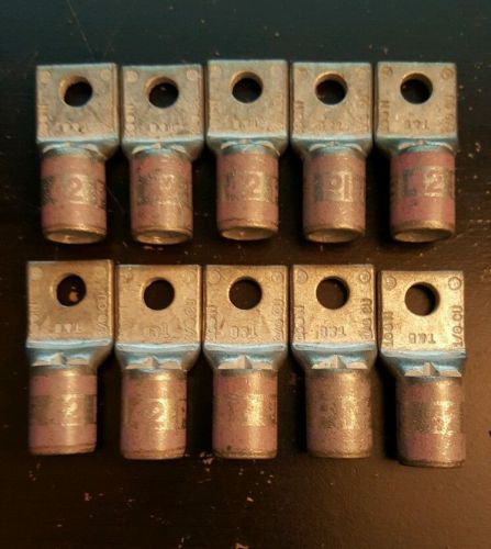 T&amp;B Compression Lug Pink 1/0 100N 1/4&#034; Stud Single (Lot of 10)