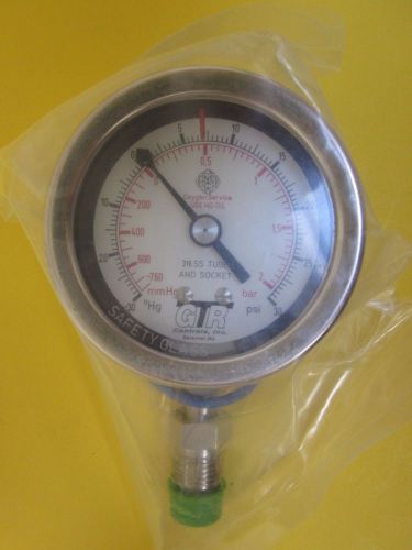 Gtr controls vacuum/pressure gauge type 201, 25s-30-0-30m-1-0, 1/4&#034; male vcr for sale