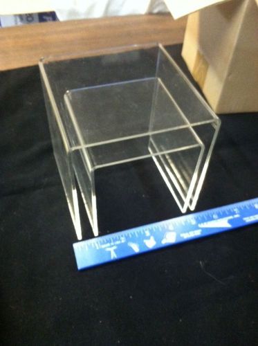 Set Of 2 Gently Used Plastic Acrylic Risers Display Use For Christmas!  4&#034; 5&#034;