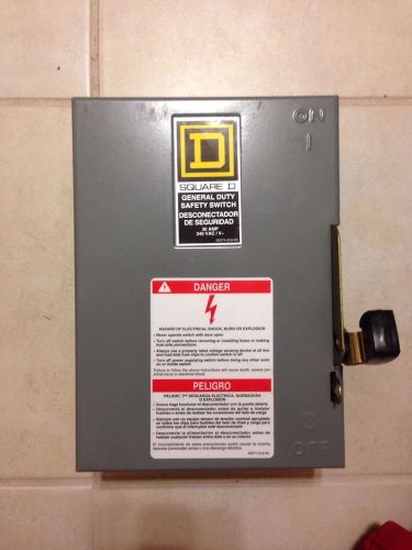 SQUARE D FUSIBLE SAFETY SWITCH CAT#D321N 30A 240V 3PH 7-1/2HP