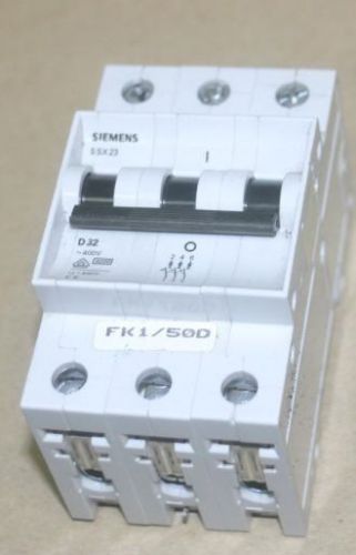 SIEMENS 5SX23 TYPE D32 3 POLE 32A PHASE MCB Circuit BREAKER D 480V 3-pole