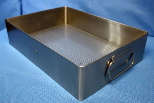 Medin stainless steel perforated sterilization tray w/handles 15&#034; x 10.5&#034; new for sale